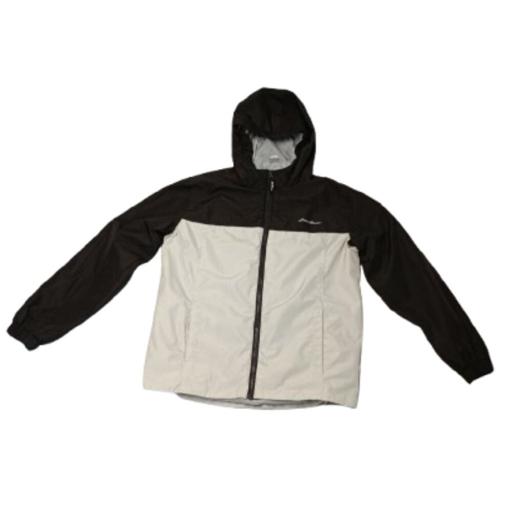 Hooded Windbreaker Jacket Eddie Bauer Kids L (14/16) in Black & Gray Preloved
